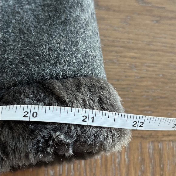 B. Moss Dark Gray Teddy Jacket Car Coat with Faux Fur - Picture 11 of 13